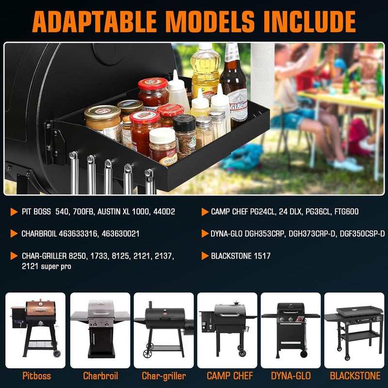 GRISUN Adjustable Grill Side Shelf - Folding Prep Table for Pit Boss 540/700FB, Camp Chef & Char Griller and Dyna-Glo - Image 3